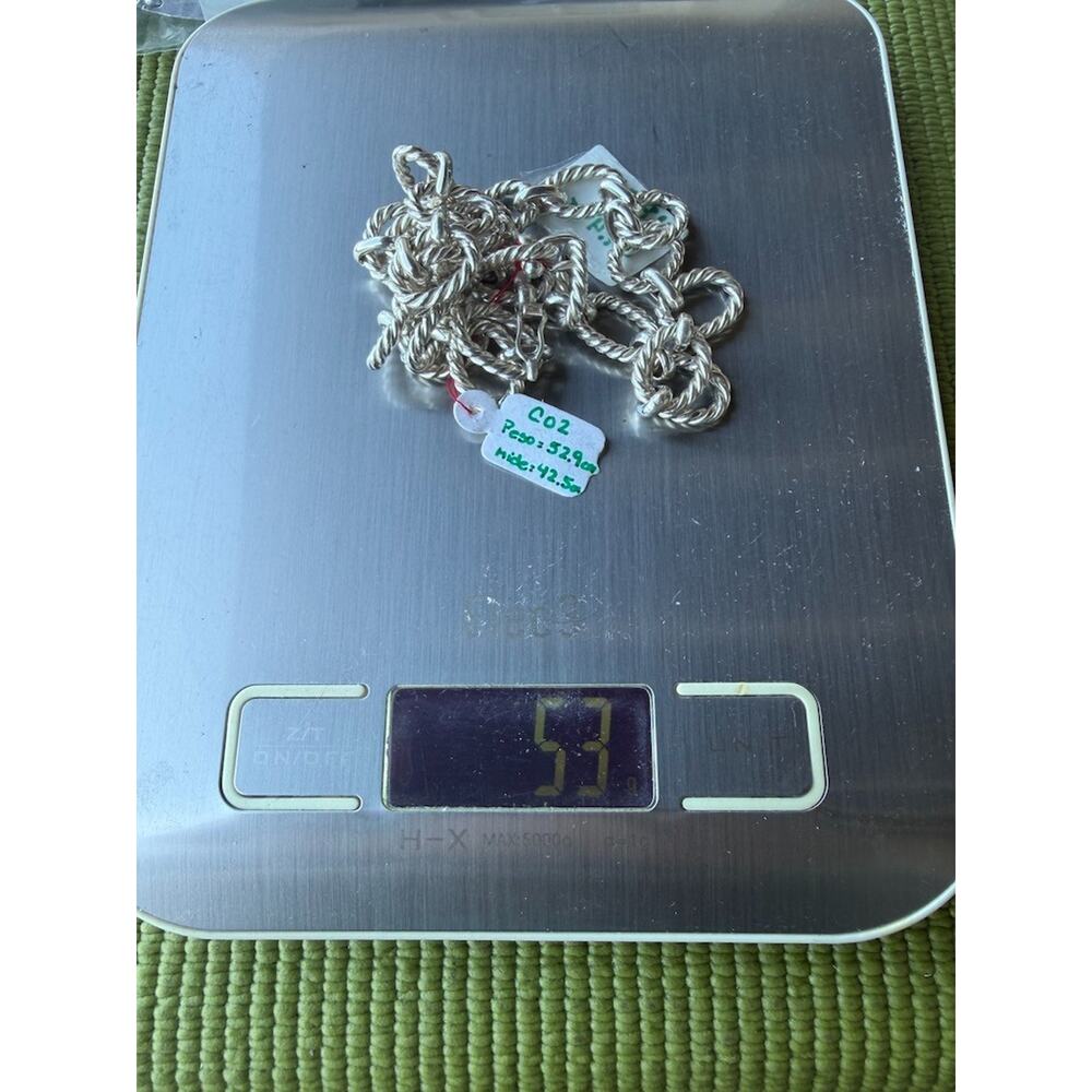 Vintage 950 Sterling Silver Oval Rope Chain Link Necklace 17" Peru - Picture 6 of 7